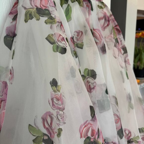 Floral Midi Dress - White and Pink - Picture 9 of 12